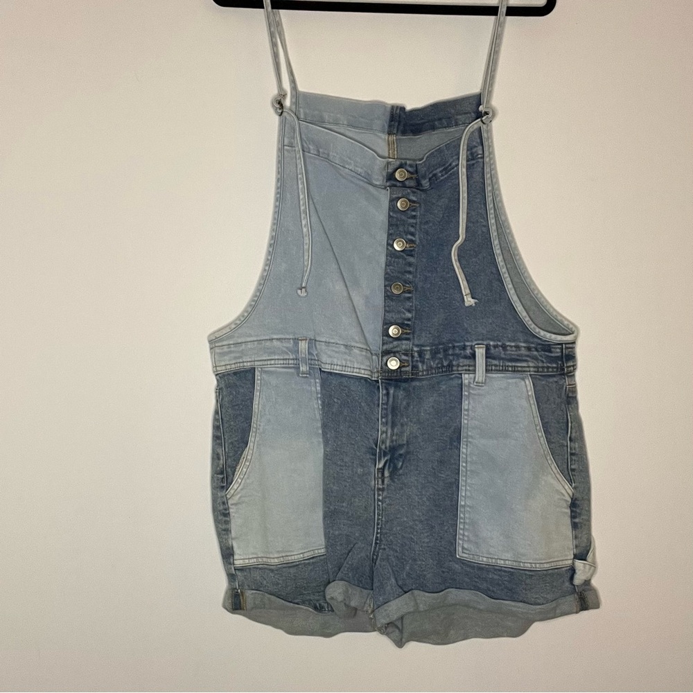 Denim Patchwork Overalls - image 1